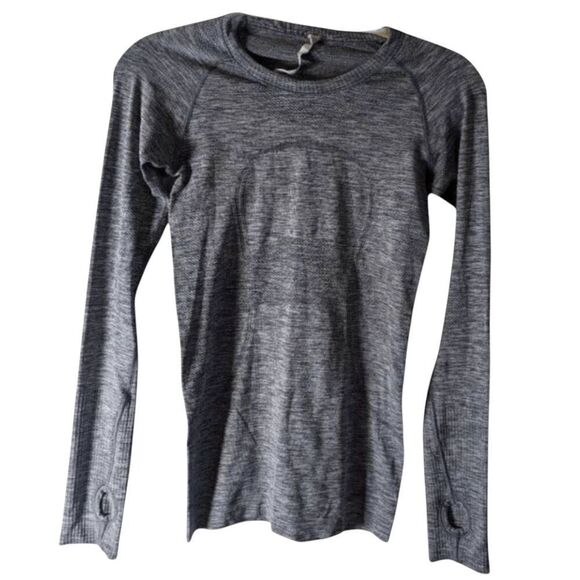 LULULEMON ATHLETICA Swiftly Tech Long Sleeve in Heathered Slate Size 4 - Picture 3 of 4